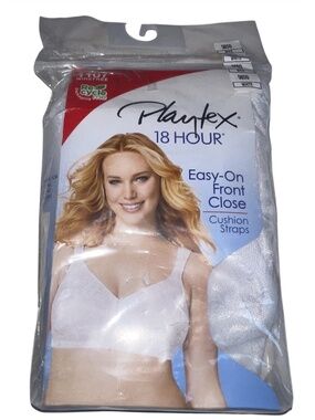 Playtex 18 Hour Front Close Wirefree Bra White 50DD 50 Floral Jacquard 1107 NEW